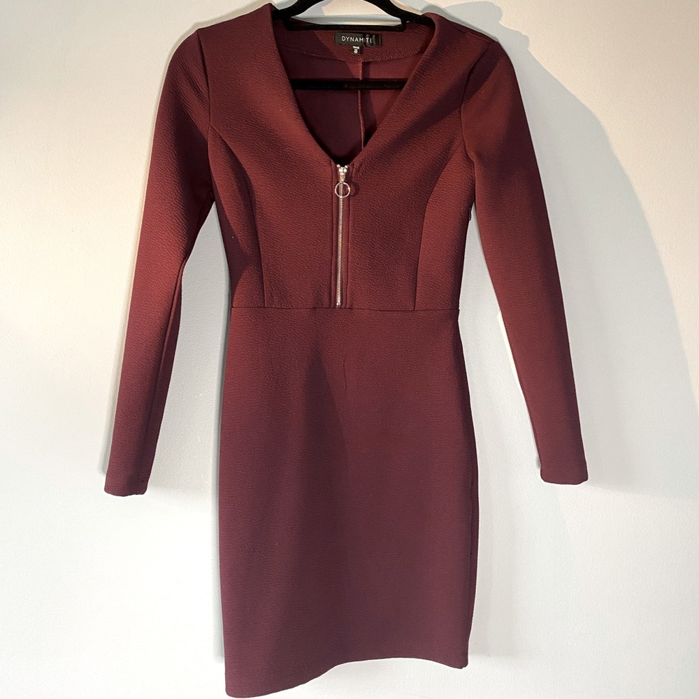 Burgundy Dress - Dynamite